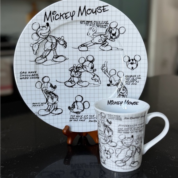 Disney Other - Disney Mickey Mouse Sketch Dinnerware Set - Black and White